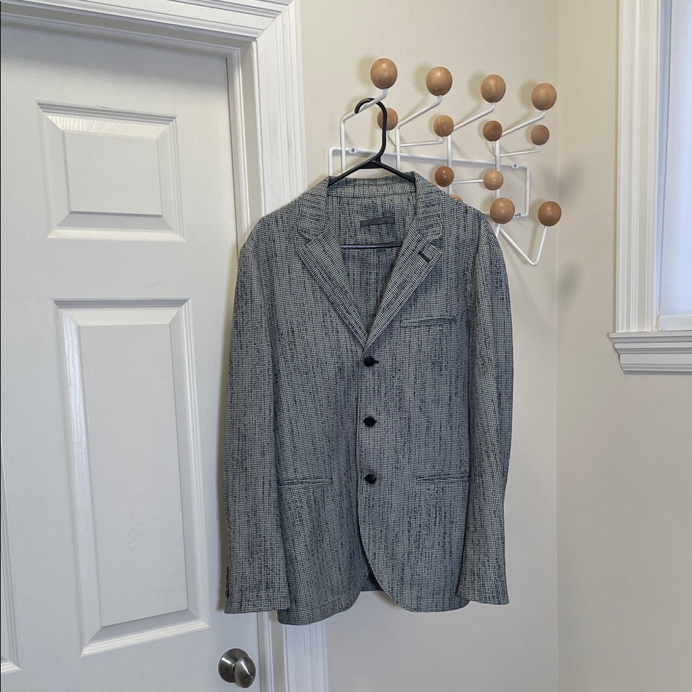 John Varvatos Wool Blend Textured Blazer - White / Black - 50